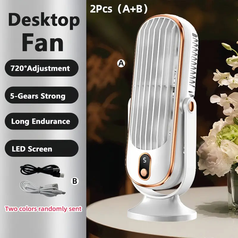 Bärbar Mini-Luftkylare med USB-laddning – 5 hastigheter &amp; 720° rotation | Karnz