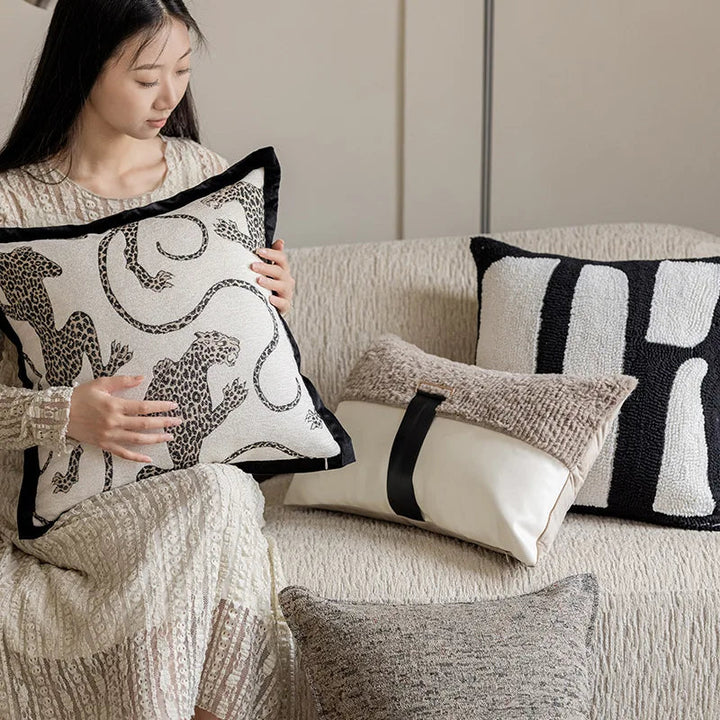 Krävande, med Jacquard-broderi försedda prydnadskuddöverdrag