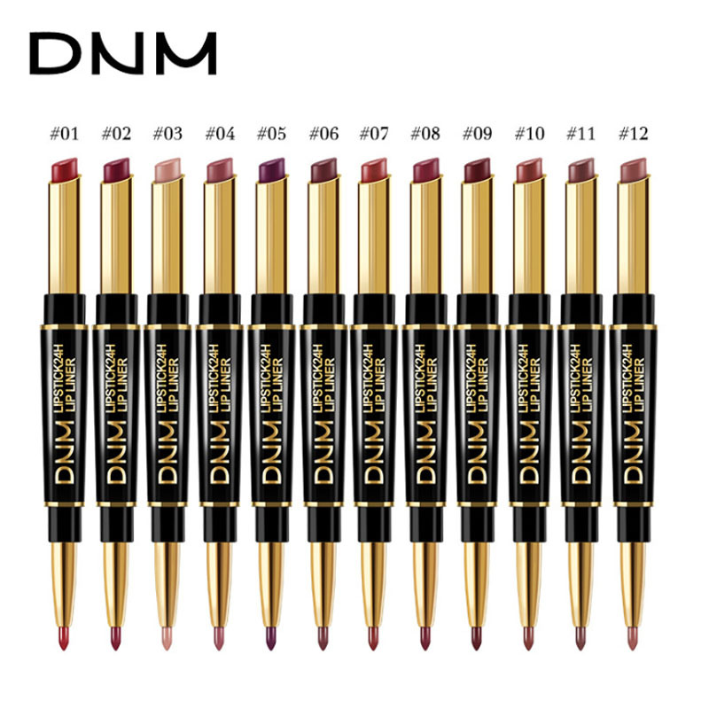 Karnz | 2-i-1 Dubbel Läppstift &amp; Konturstift | Matt Textur &amp; Långvarig Finish | Högt Pigmenterad &amp; Vattenfast | 12 Färgvarianter för Precision-Makeup