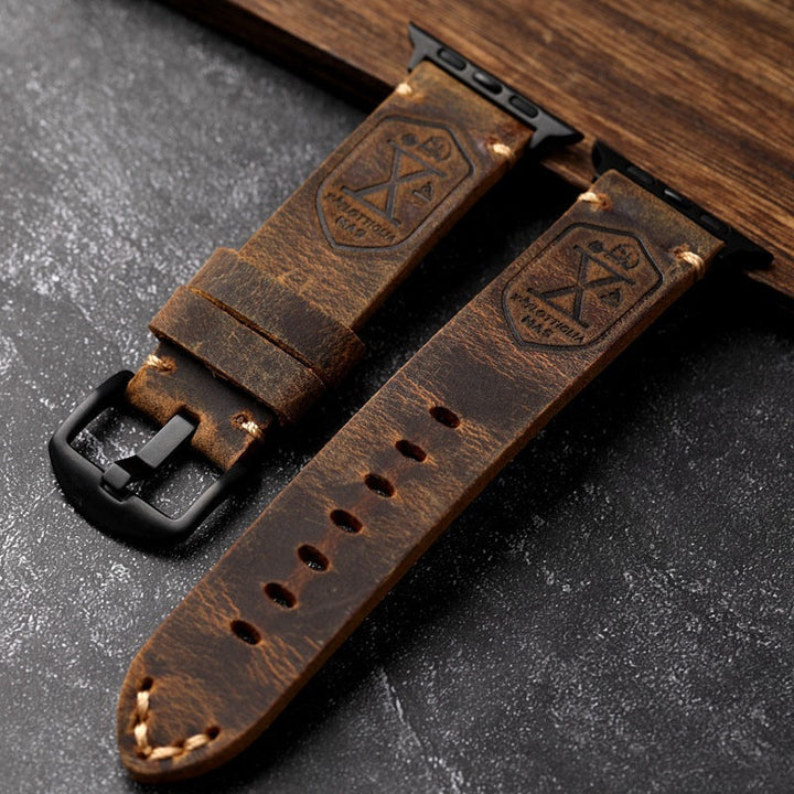 Handgjort Vintage Läder-Apple-Watch-Armband