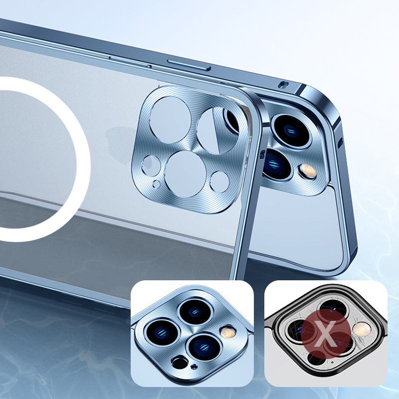 Magnetisk laddningsfodral med metallram för iPhone