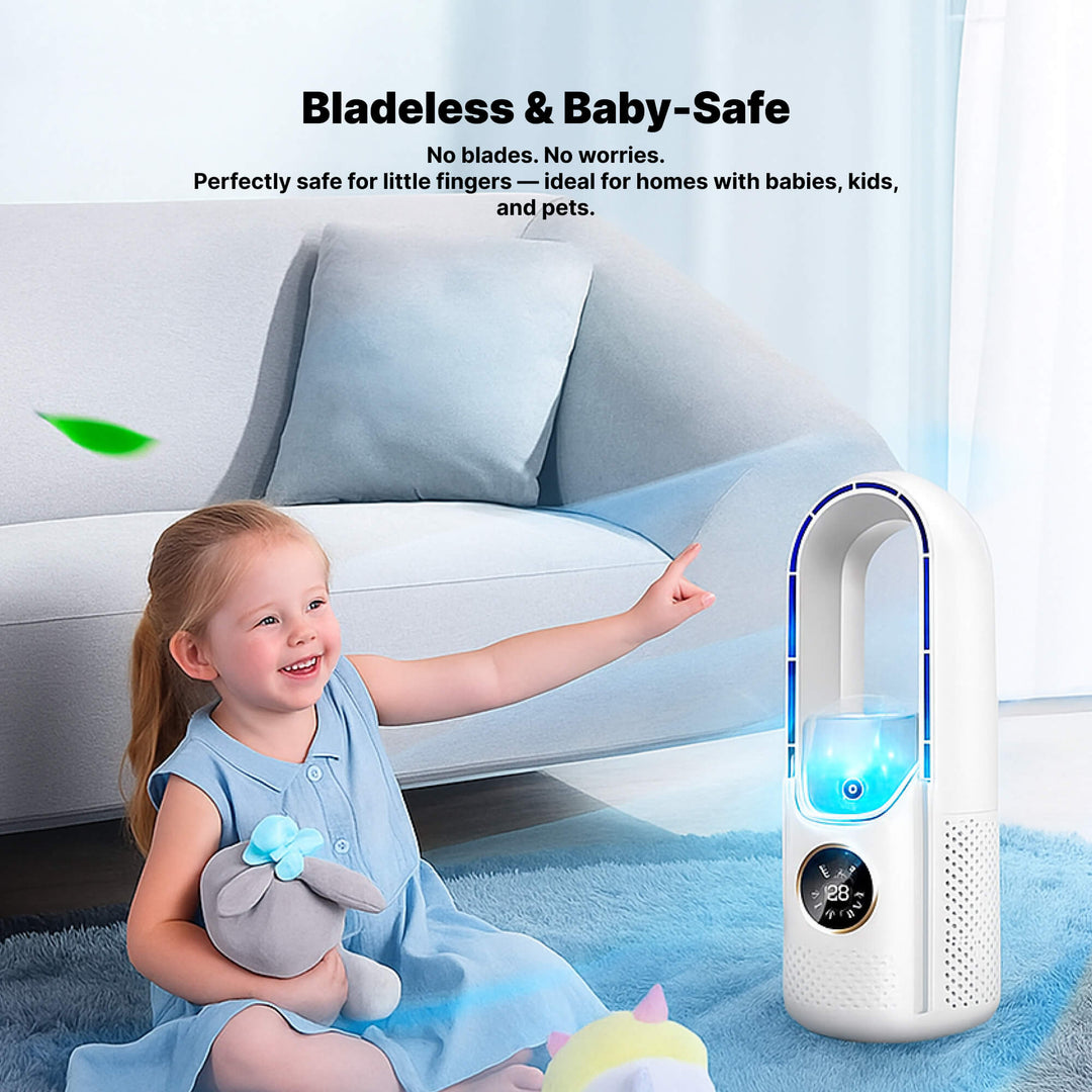 Bladlös bärbar luftkylare | Ultra-tyst, ergonomisk design &amp; idealisk för användning hemma och på kontoret | Karnz
