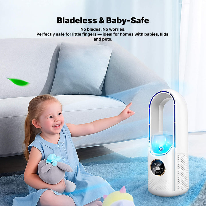 Bladlös bärbar luftkylare | Ultra-tyst, ergonomisk design &amp; idealisk för användning hemma och på kontoret | Karnz
