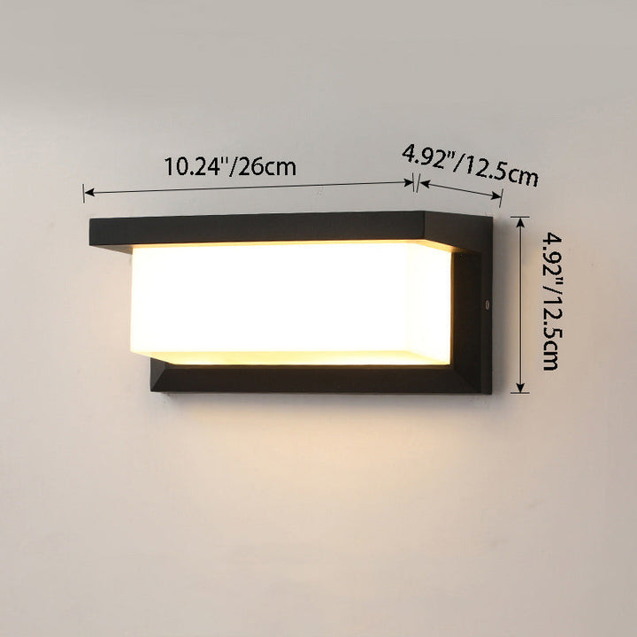 Rektangulär, vattentät LED-vägglampa i aluminium för terrassen