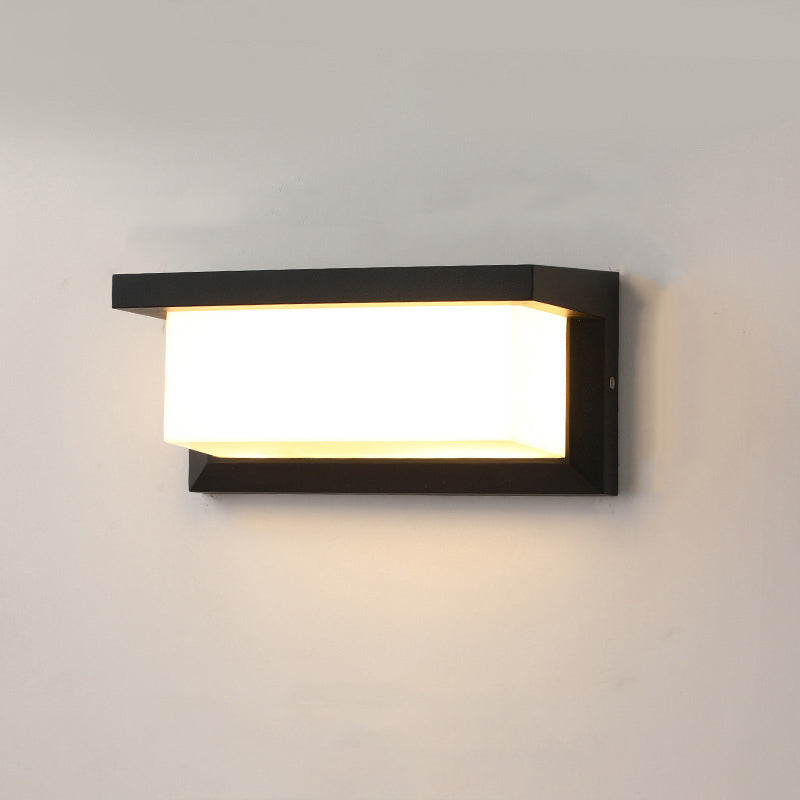 Rektangulär, vattentät LED-vägglampa i aluminium för terrassen