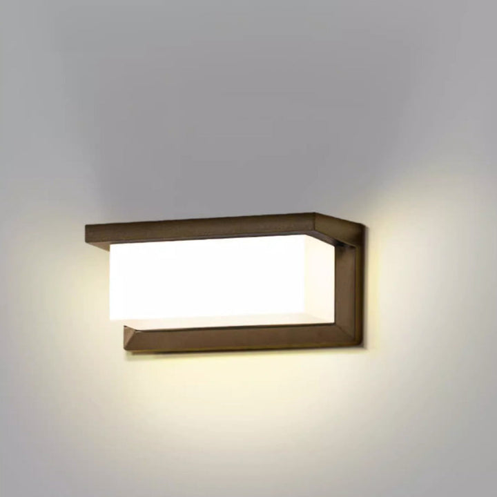 Rektangulär, vattentät LED-vägglampa i aluminium för terrassen