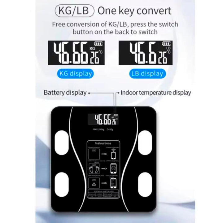 Personvåg (180 kg) Pro - BMI-funktion &amp; Bluetooth | Karnz