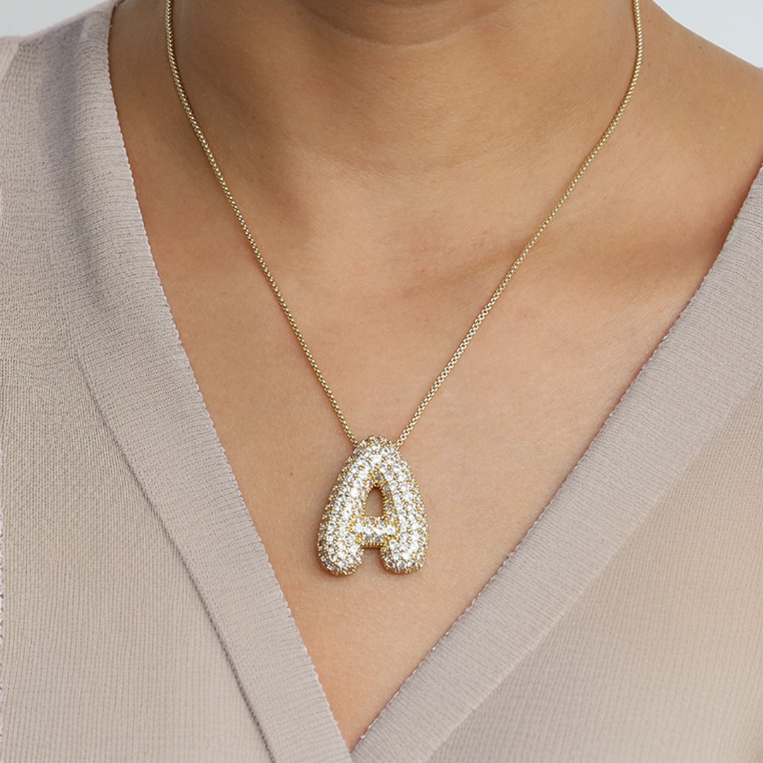 Bubble Initial-Diamant-Halsband