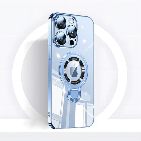 Karnz | iPhone MagSafe Serie | Transparent elektropläterad roterande ställhandyfodral