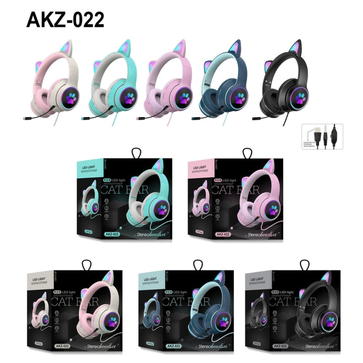 Gaming-headset med katöra LED-belysning USB 3,5mm | Karnz