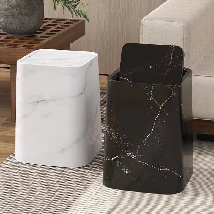 Elegant soptunna i marmor design med svänglock