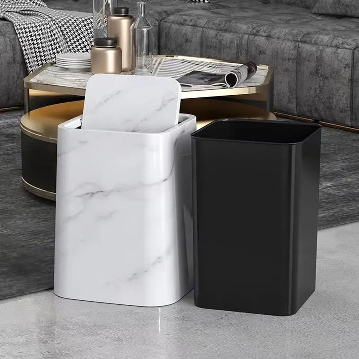 Elegant soptunna i marmor design med svänglock