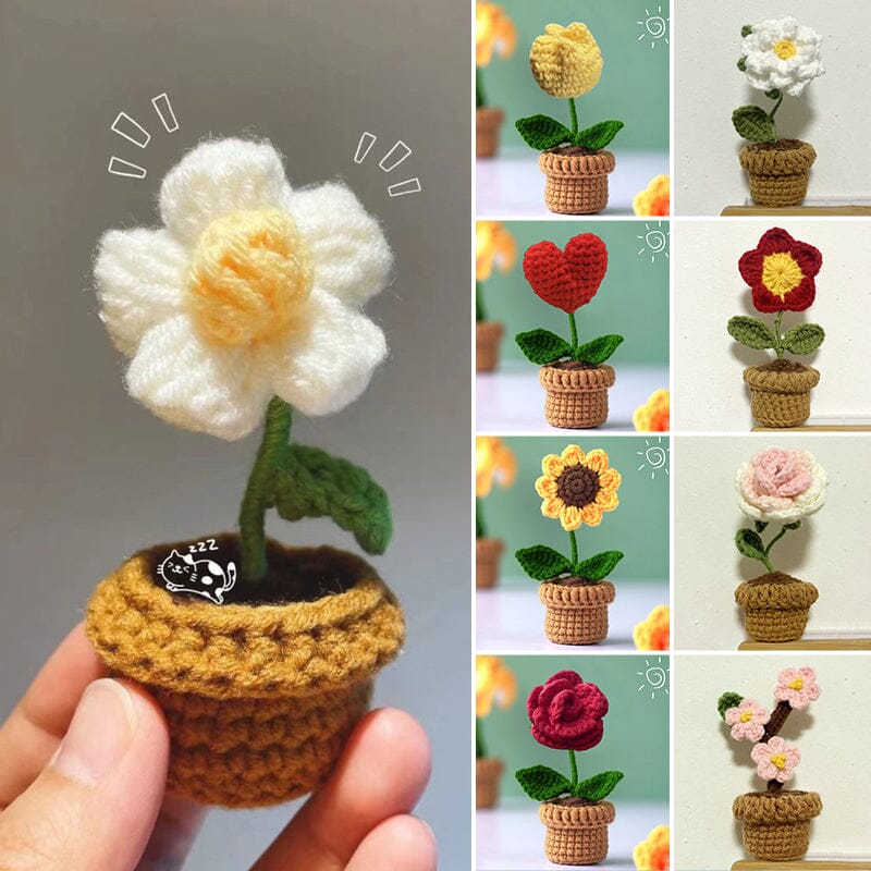 Handgjorda stickade blommor