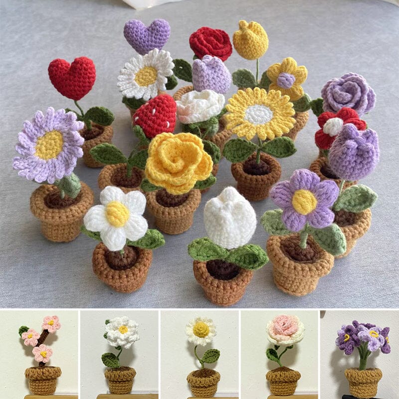 Handgjorda stickade blommor