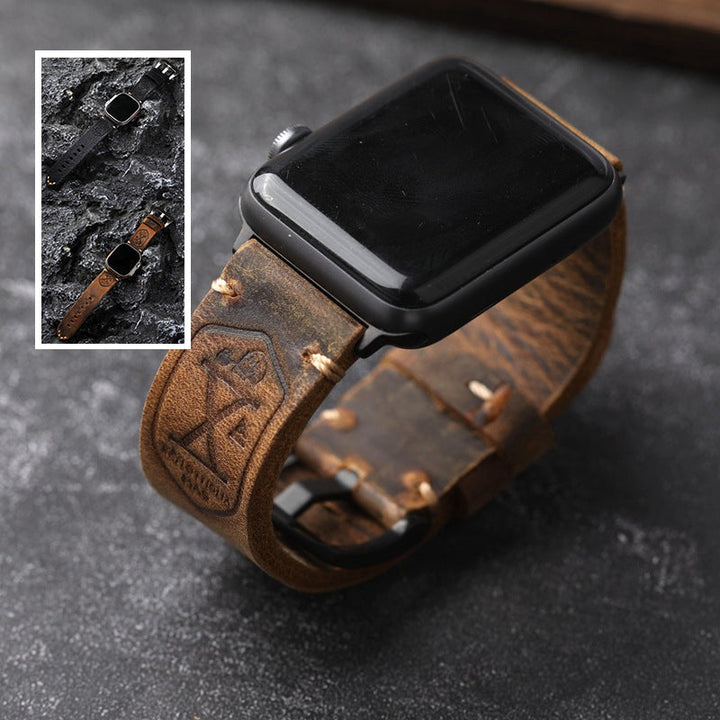 Handgjort Vintage Läder-Apple-Watch-Armband