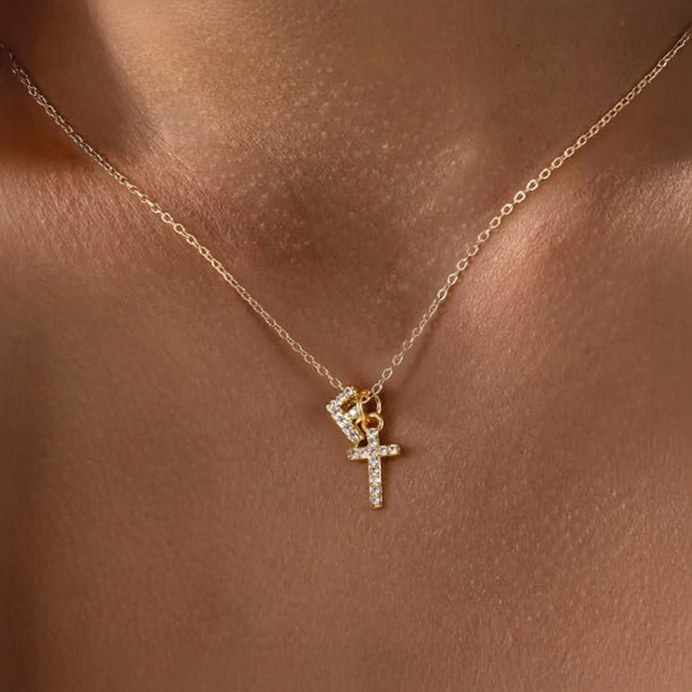 Karnz | Delikat Diamant Initial &amp; Kors Halsband