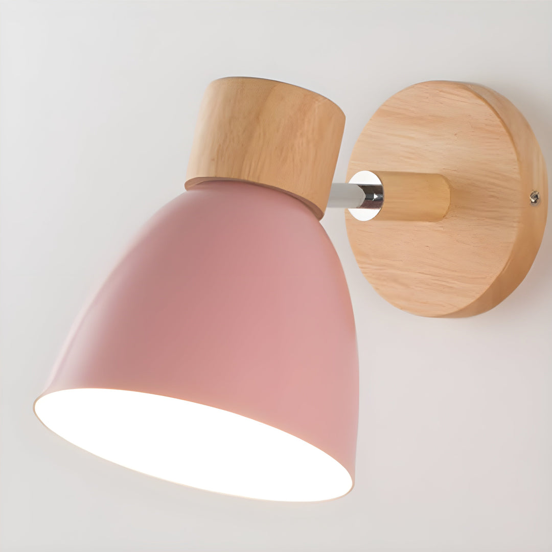 Trä Norrisk Vägglampa med Strömbrytare för Sovrummet