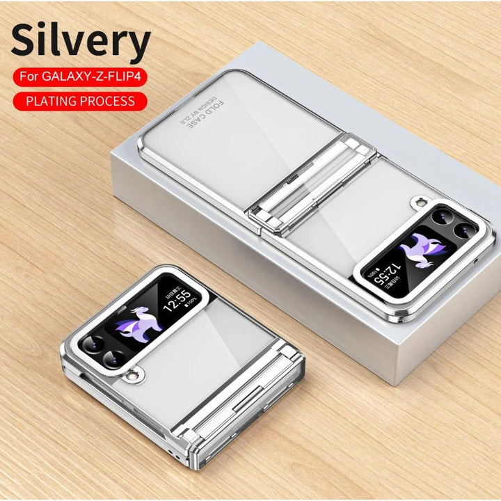 Transparent galvaniserad fantomgångjärn telefonfodral för Samsung Galaxy Z Flip 5 4