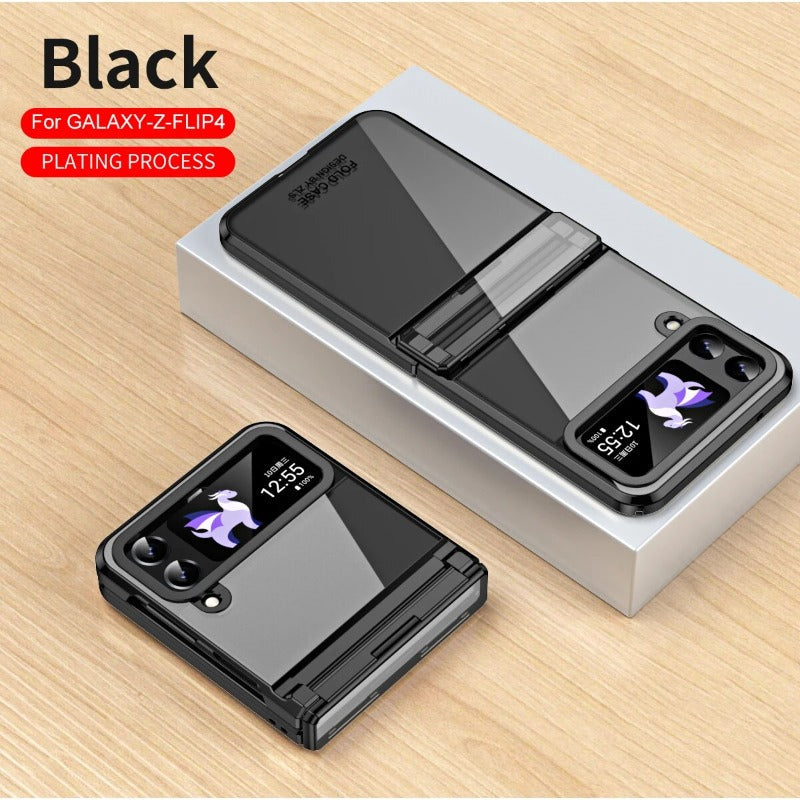 Transparent galvaniserad fantomgångjärn telefonfodral för Samsung Galaxy Z Flip 5 4
