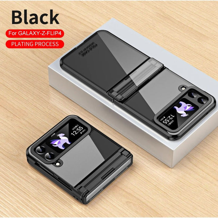 Transparent galvaniserad fantomgångjärn telefonfodral för Samsung Galaxy Z Flip 5 4