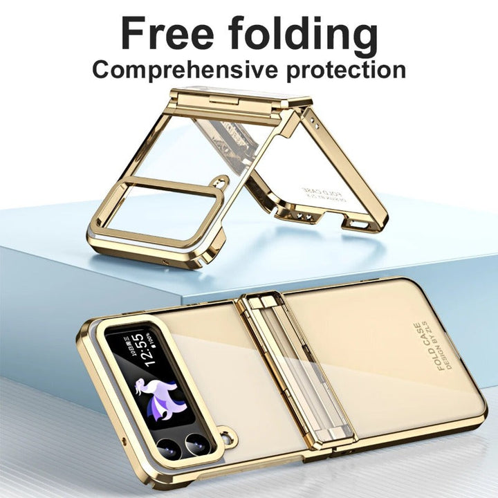 Transparent galvaniserad fantomgångjärn telefonfodral för Samsung Galaxy Z Flip 5 4