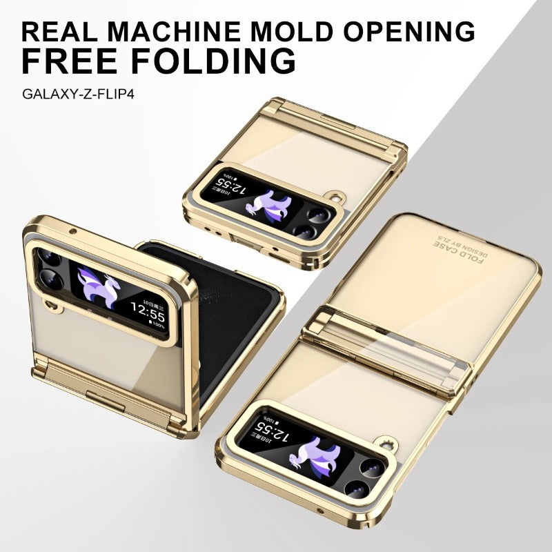 Transparent galvaniserad fantomgångjärn telefonfodral för Samsung Galaxy Z Flip 5 4