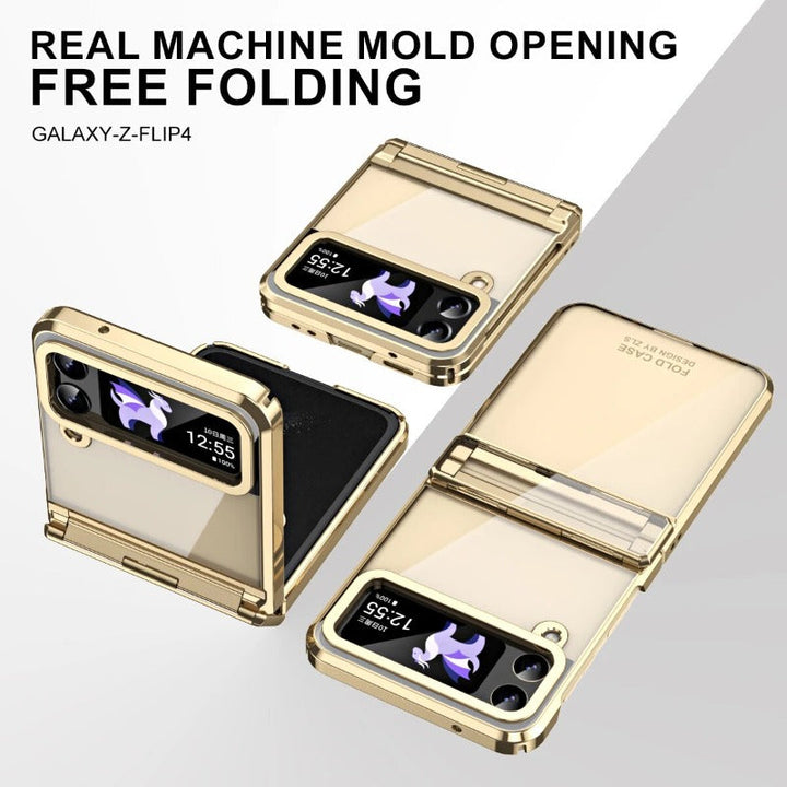 Transparent galvaniserad fantomgångjärn telefonfodral för Samsung Galaxy Z Flip 5 4
