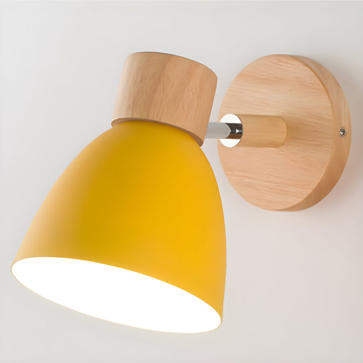 Trä Norrisk Vägglampa med Strömbrytare för Sovrummet