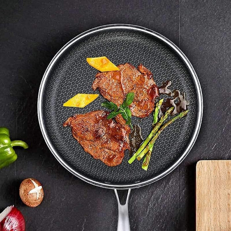 Högkvalitativ stekpanna i rostfritt stål med non-stick pixelteknologi – Perfekt för hälsosam stekning