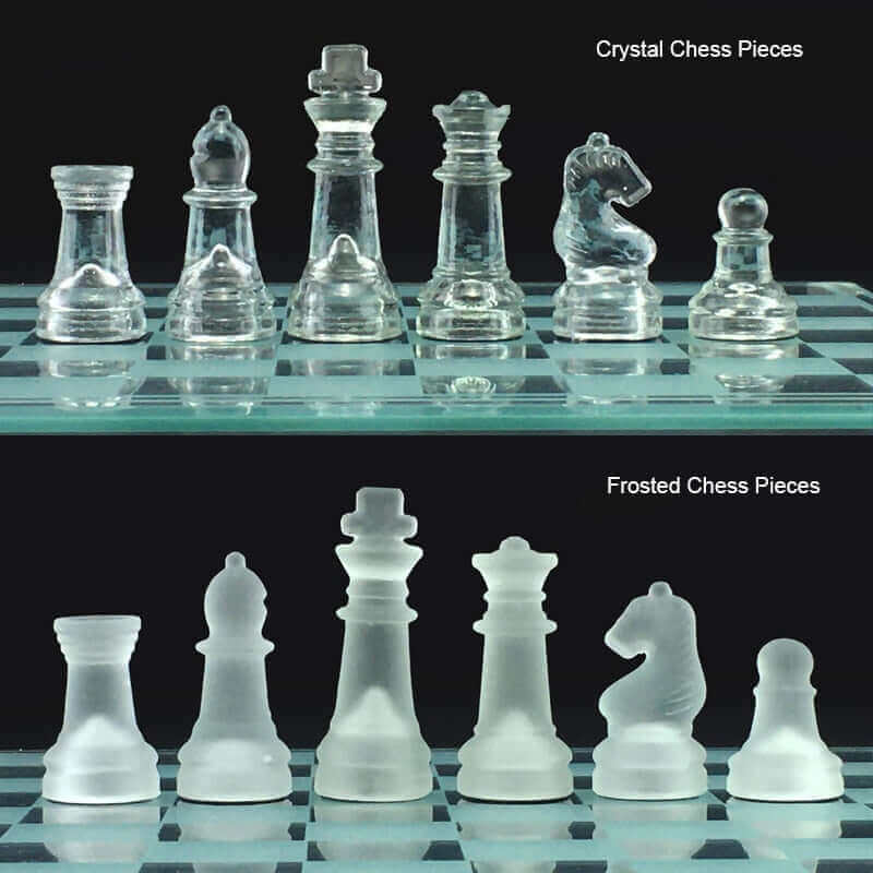 Sandsberg | Glas-Schackspel | Mattade Kristallfigurer med Schackbräda