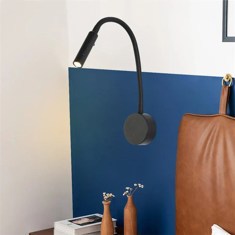 Karnz | Modern flexibel LED-läsvägglampa med strömbrytare för sovrum och studier - 1W/3W