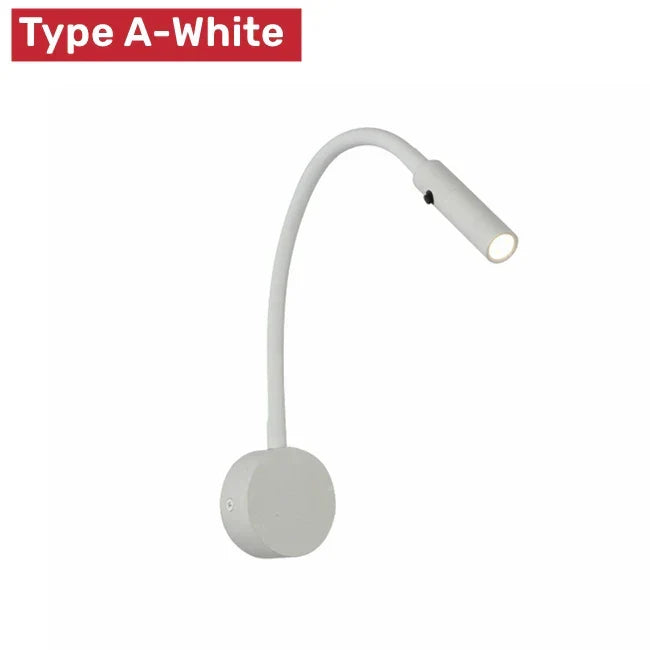 Karnz | Modern flexibel LED-läsvägglampa med strömbrytare för sovrum och studier - 1W/3W