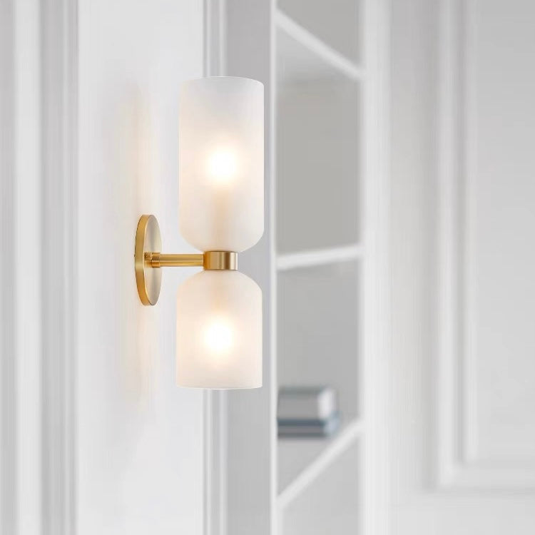Glasvägglampa med dubbellampdesign