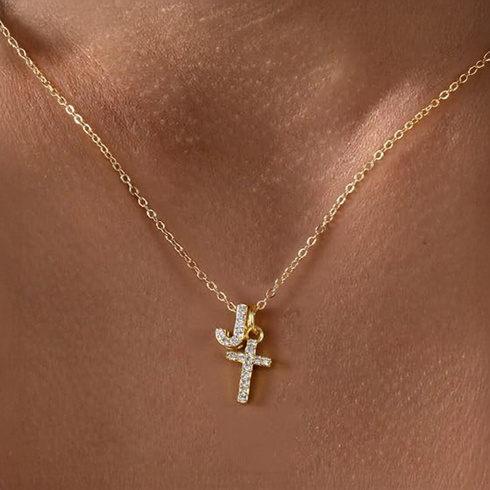 Karnz | Delikat Diamant Initial &amp; Kors Halsband