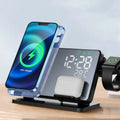 3-i-1 Snabbladdare | Premium Trådlös Snabbladdningsdocka med Väckarklocka | för Apple iPhone, Watch & AirPods