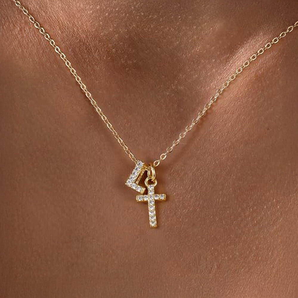 Karnz | Delikat Diamant Initial &amp; Kors Halsband