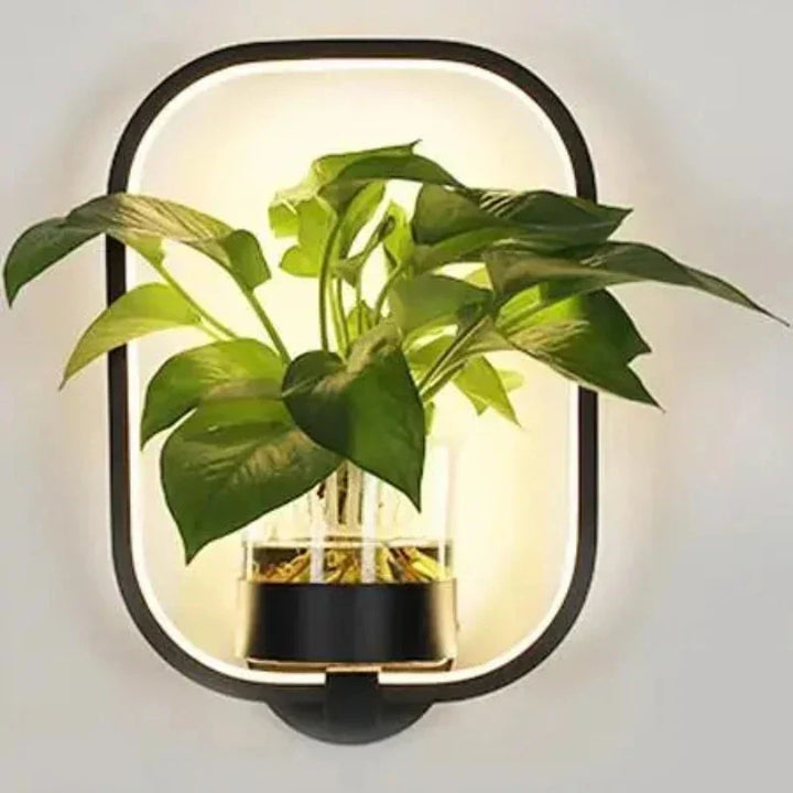 LED-vägglampa med inbyggd växt – Designer-vägglampor för inomhusbruk