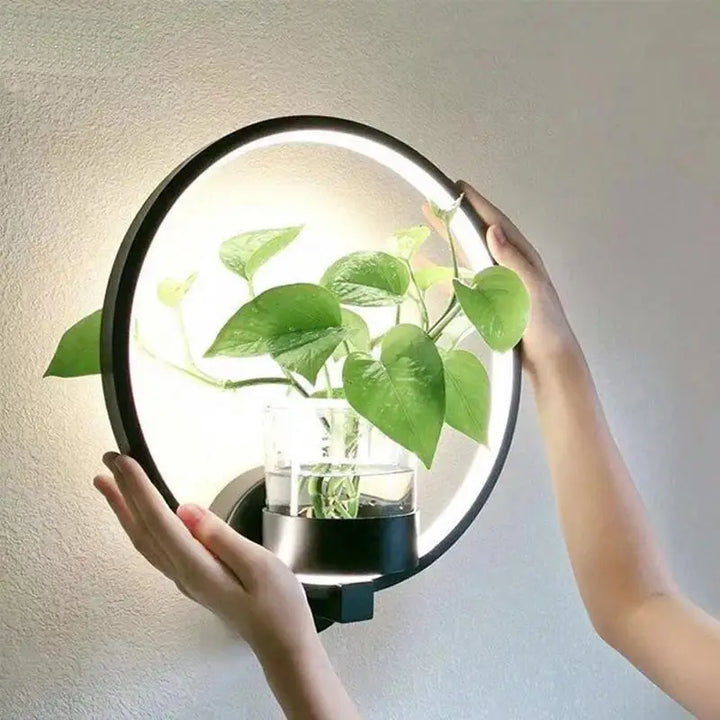 LED-vägglampa med inbyggd växt – Designer-vägglampor för inomhusbruk