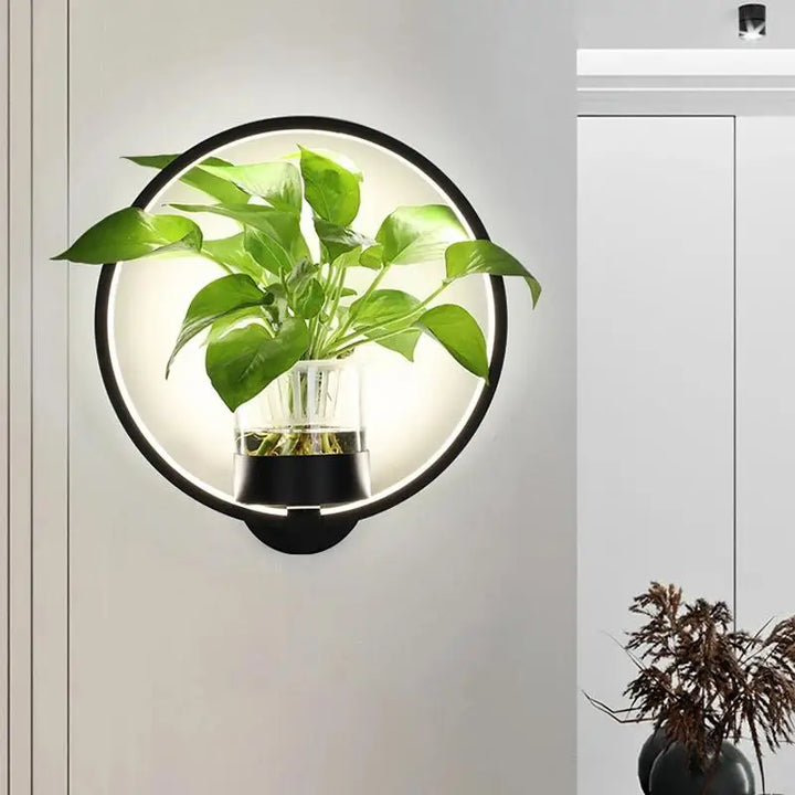 LED-vägglampa med inbyggd växt – Designer-vägglampor för inomhusbruk