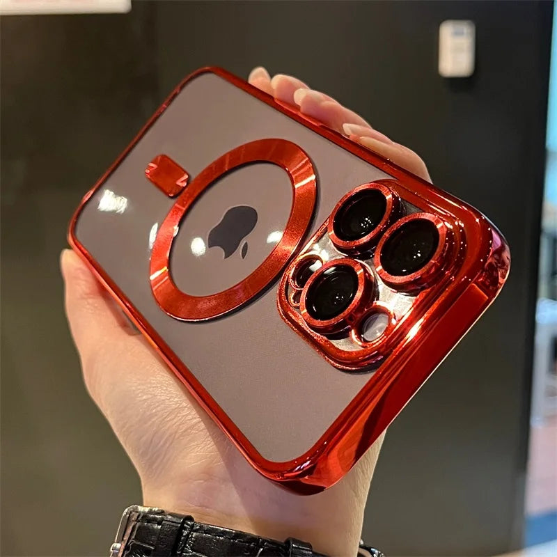 Platinbelagt klart mjukt magnetiskt skal för iPhone