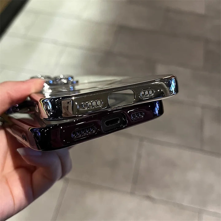 Platinbelagt klart mjukt magnetiskt skal för iPhone