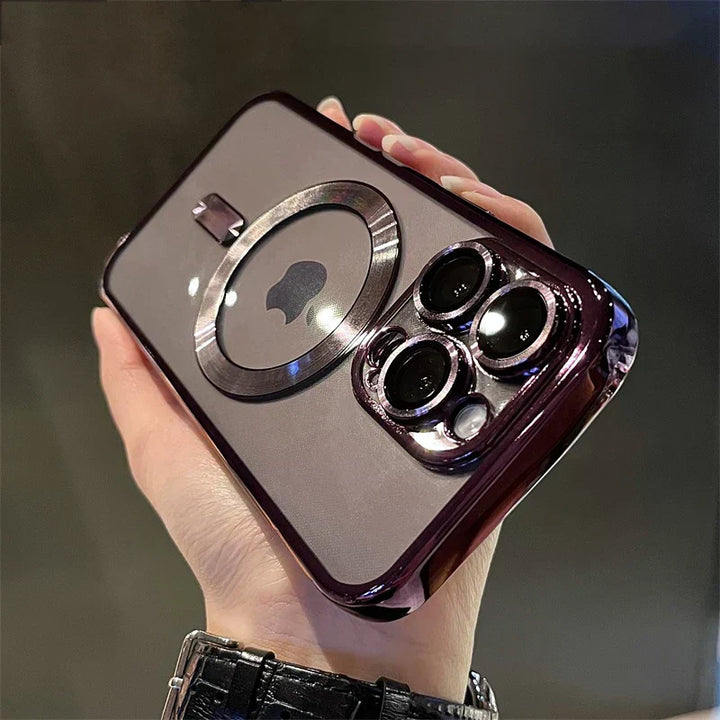 Platinbelagt klart mjukt magnetiskt skal för iPhone