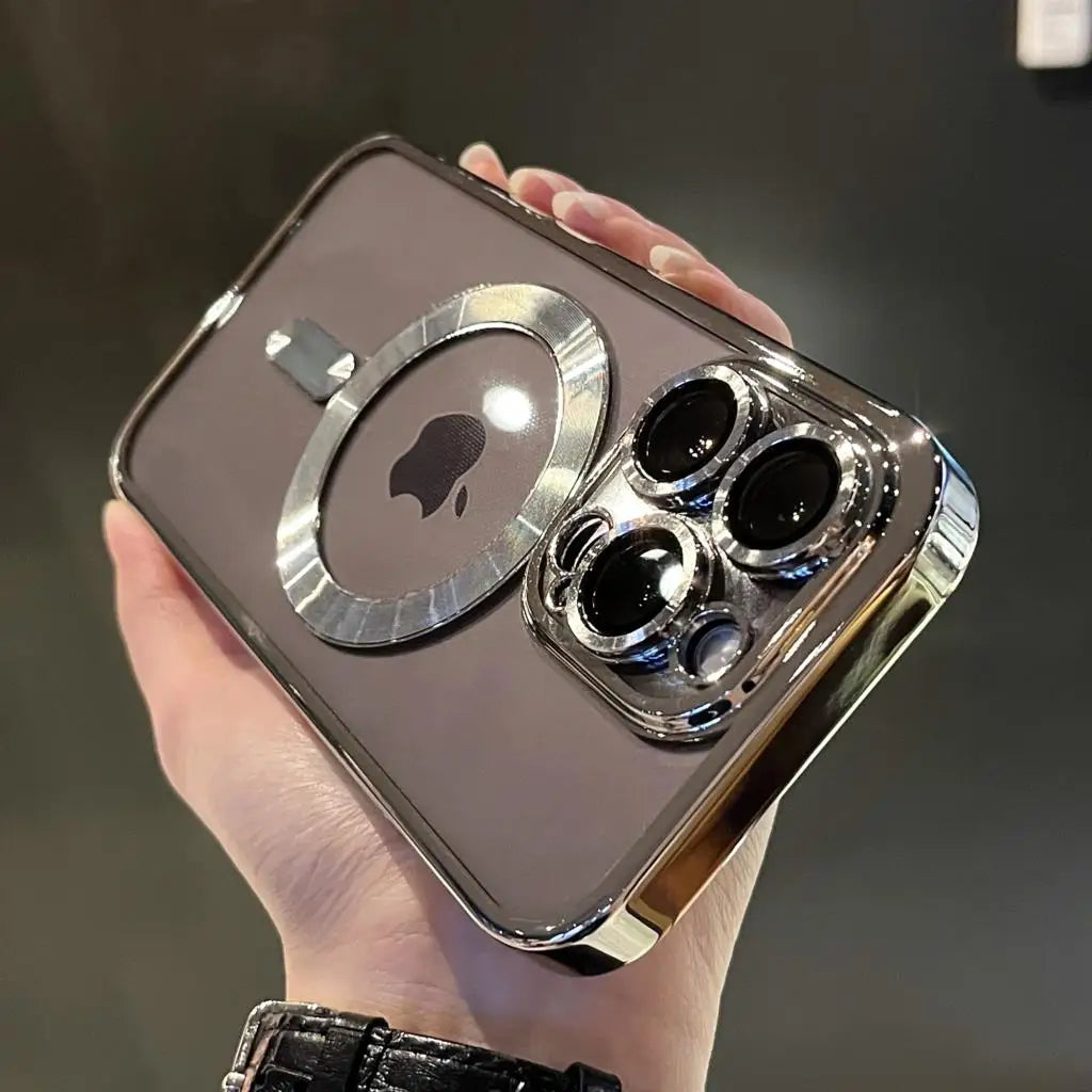 Platinbelagt klart mjukt magnetiskt skal för iPhone