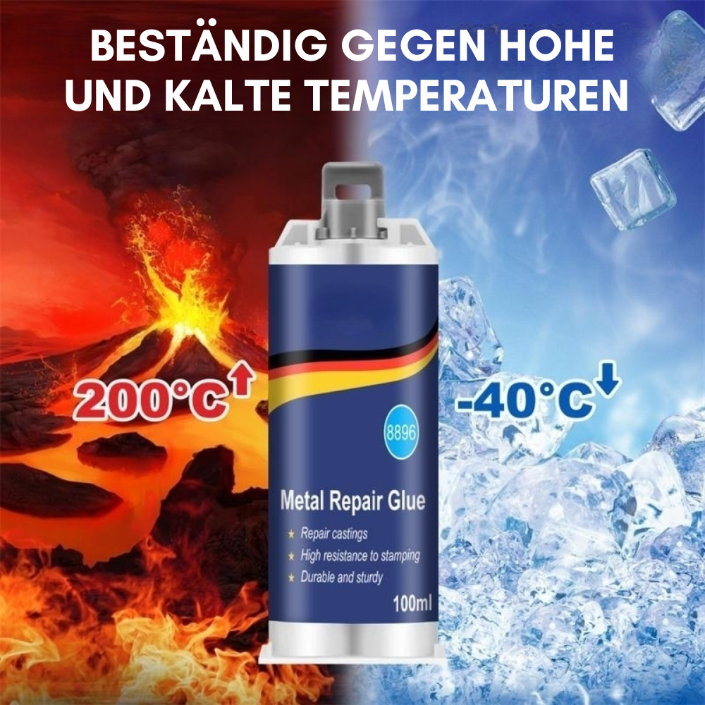 Karnz | Högpresterande metallreparationslim | Industrilim för gjutjärn, stål och aluminium | Värmebeständigt och vattentåligt | 100 ml flytande metallreparationskit | Silver