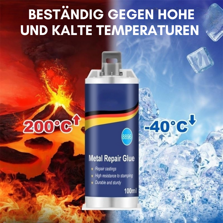 Karnz | Högpresterande metallreparationslim | Industrilim för gjutjärn, stål och aluminium | Värmebeständigt och vattentåligt | 100 ml flytande metallreparationskit | Silver