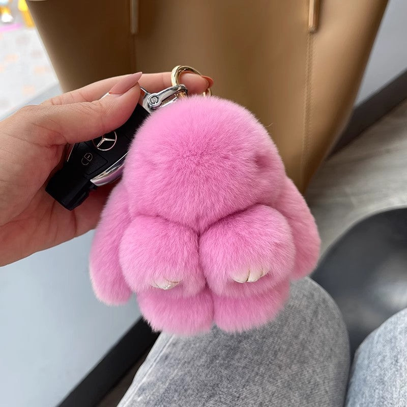 Handgjorda nyckelringar med mjuk kanin-pompon (Box-utgåvan)