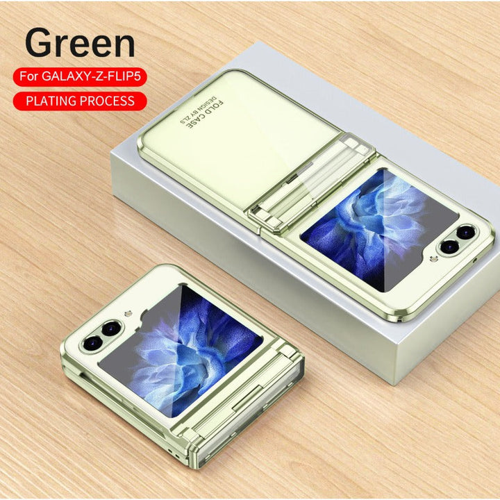 Transparent galvaniserad fantomgångjärn telefonfodral för Samsung Galaxy Z Flip 5 4