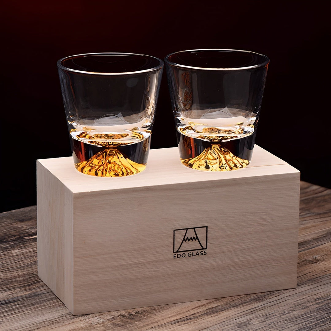 Whiskyglas med Fuji-motiv – Elegant set för kännare