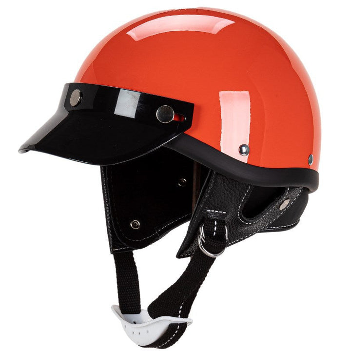 Klassisk motorcykel halvskals hjälm med visir Karnz