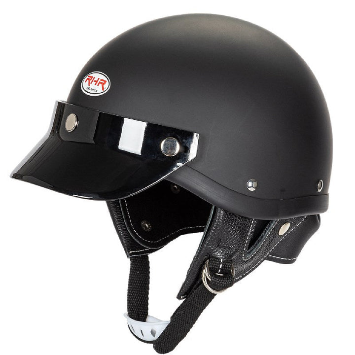 Klassisk motorcykel halvskals hjälm med visir Karnz